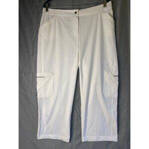 Zenergy White Capri Pants Women's Size 2 (12) Elastic Waist Cargo Pockets Lounge